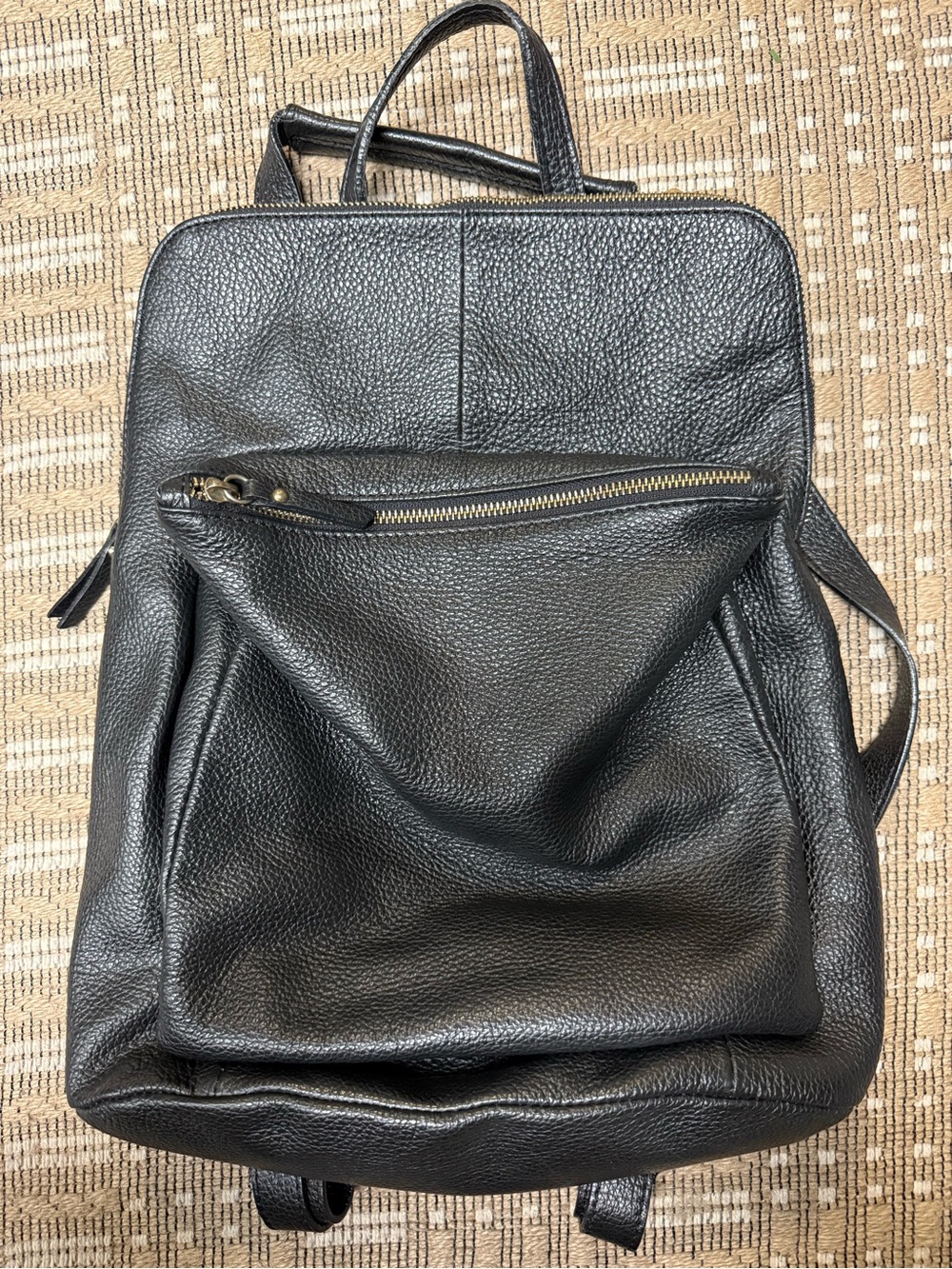 L. Credi Italian black leather slouchy backpack